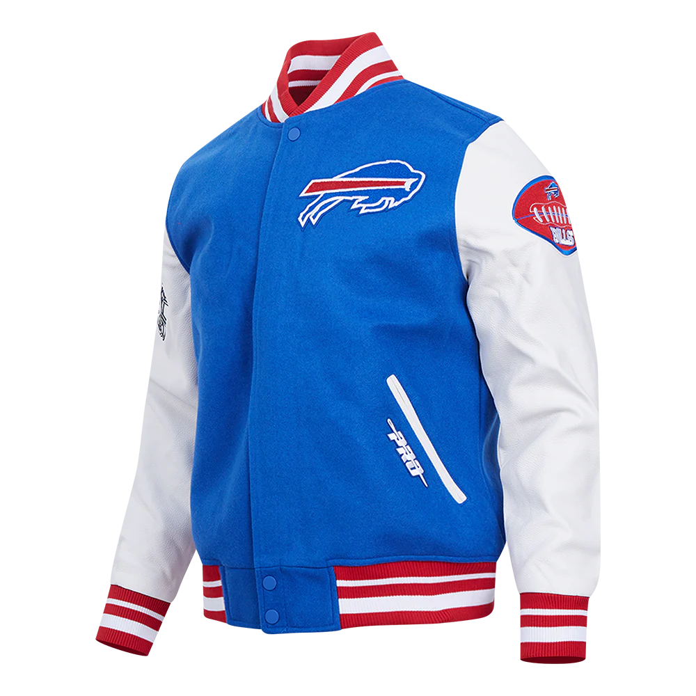 NFL BUFFALO BILLS OLD ENGLISH MEN'S RIB WOOL VARSITY JACKET