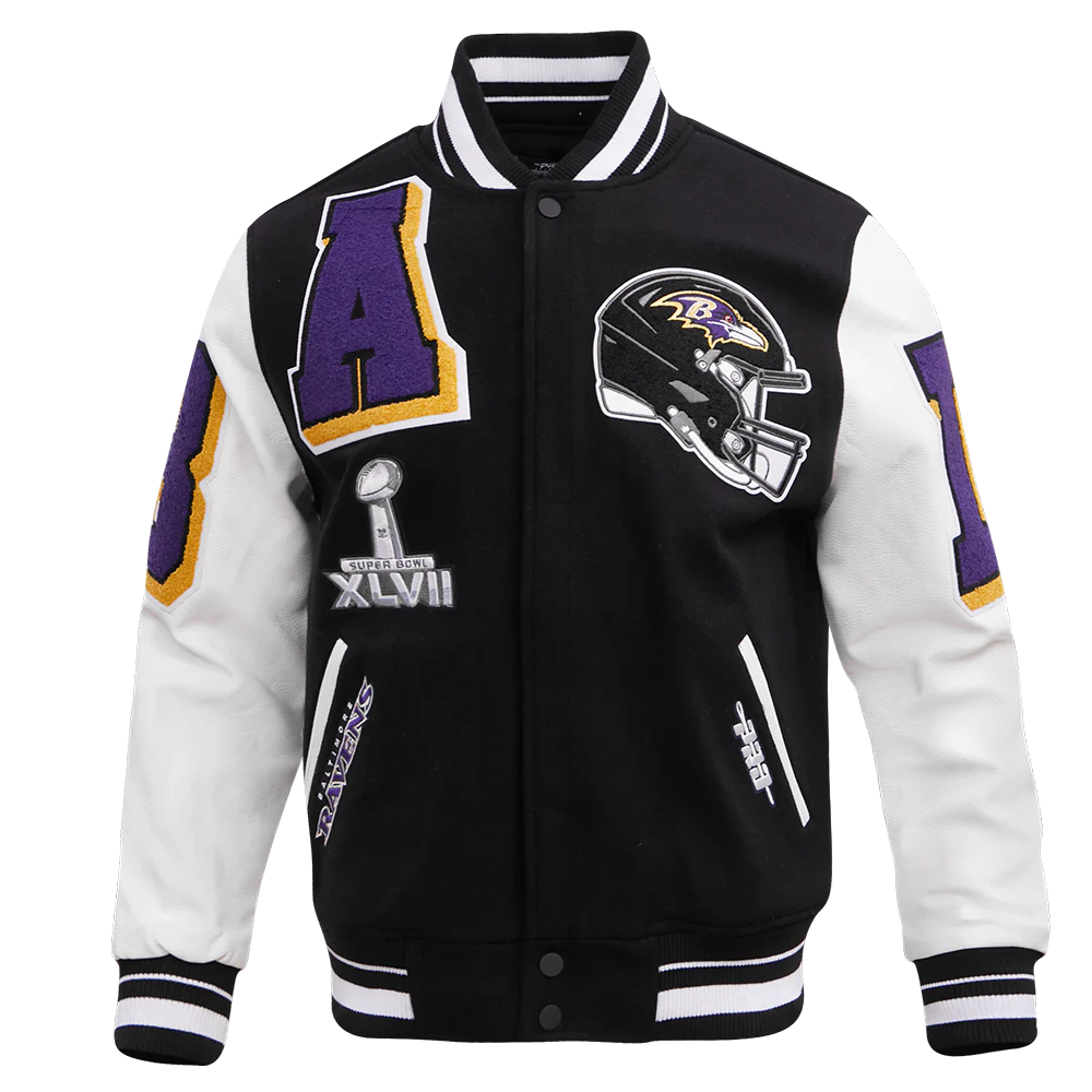 NFL BALTIMORE RAVENS MASHUP MEN'S RIB WOOL VARSITY JACKET