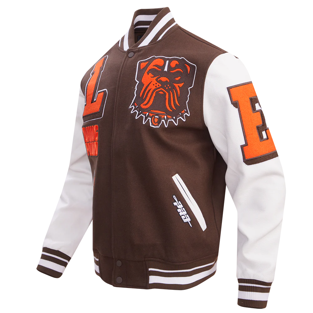 NFL CLEVELAND BROWNS MASHUP MEN'S RIB WOOL VARSITY JACKET