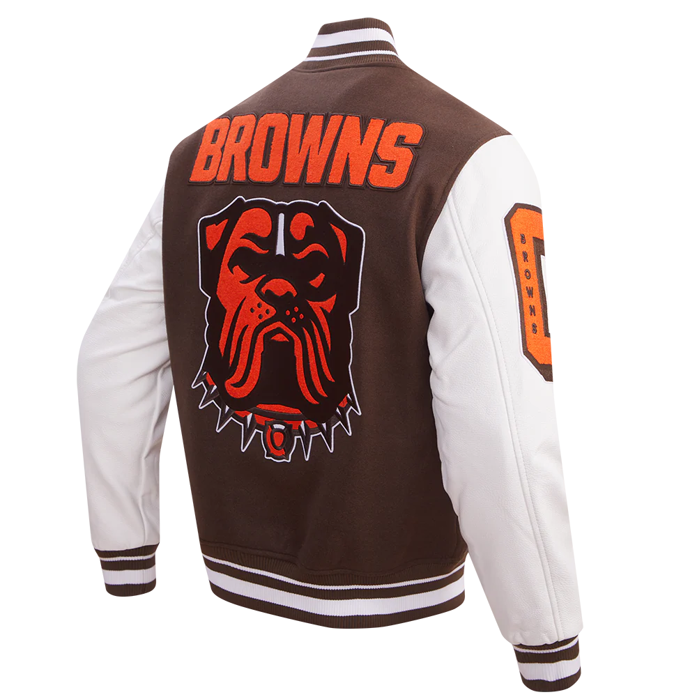NFL CLEVELAND BROWNS MASHUP MEN'S RIB WOOL VARSITY JACKET