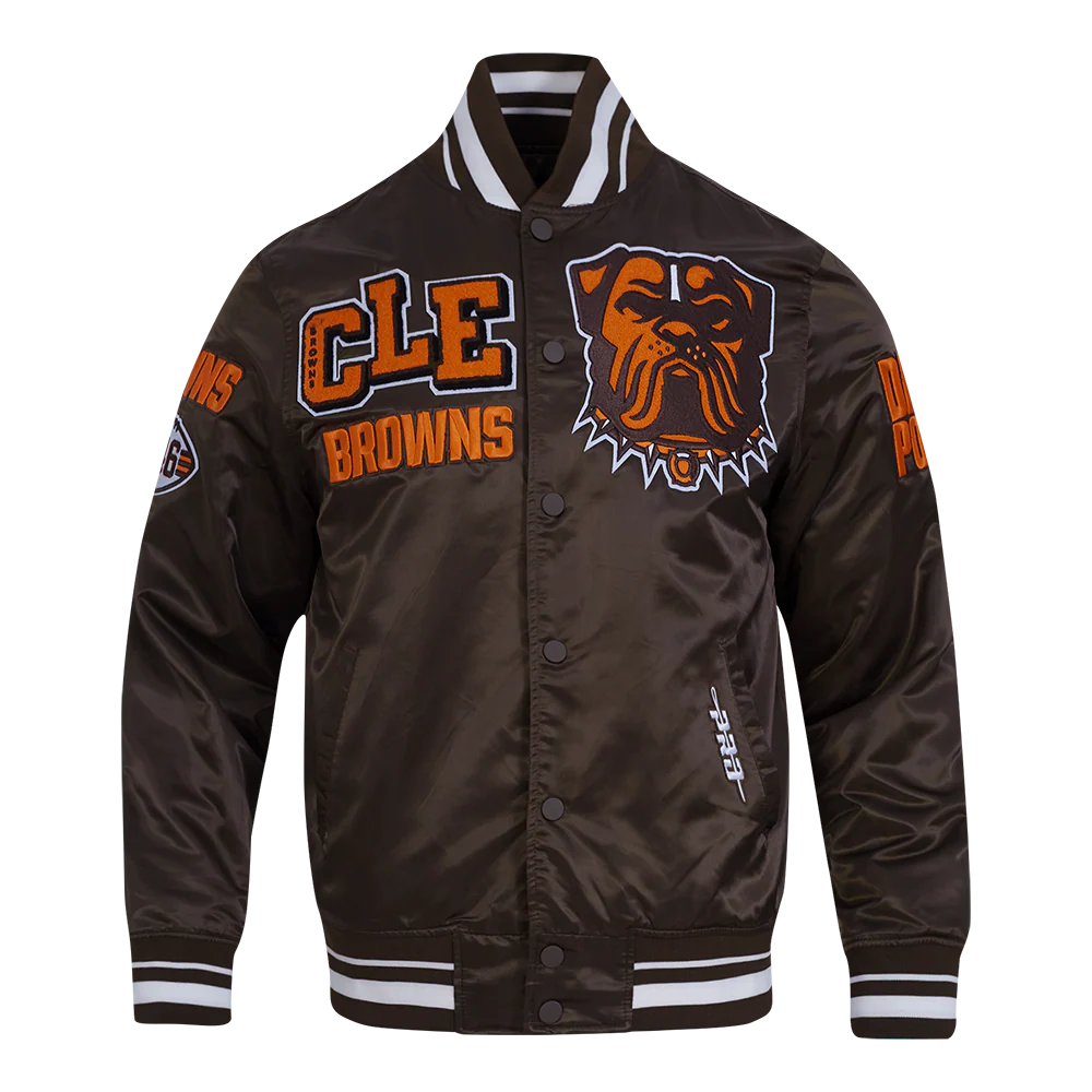NFL CLEVELAND BROWNS MASHUP MEN'S RIB SATIN JACKET