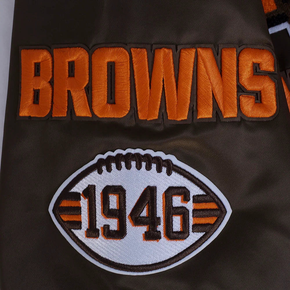 NFL CLEVELAND BROWNS MASHUP MEN'S RIB SATIN JACKET