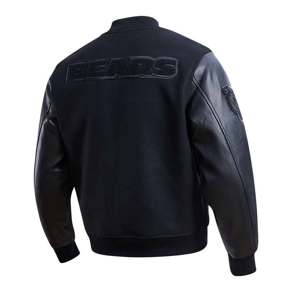 CHICAGO BEARS TRIPLE BLACK WOOL VARSITY JACKET TP