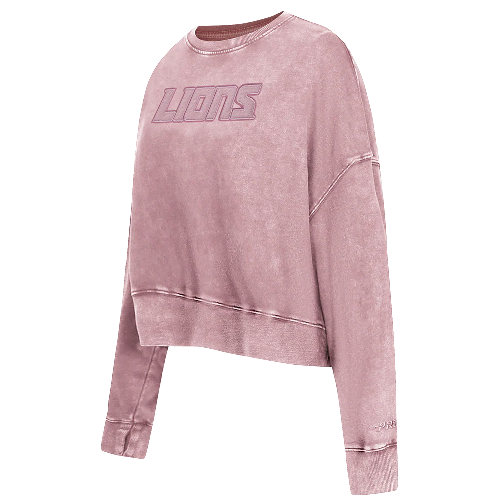 NFL DETROIT LIONS WASHED CLASSIC WOMEN'S ENZYME WASH FT CREWNECK