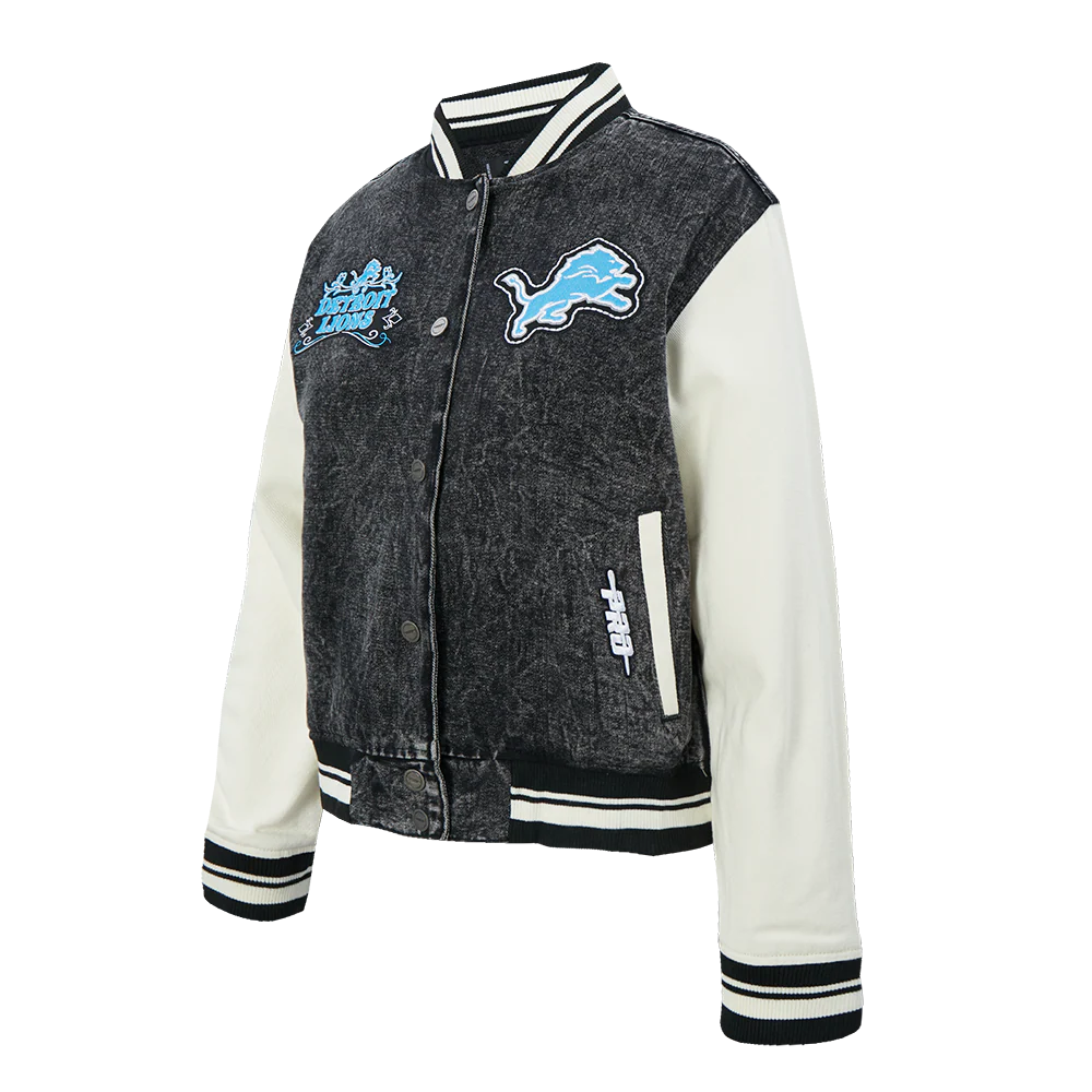 NFL DETROIT LIONS REBEL ATHLETICS WOMEN'S DENIM JACKET