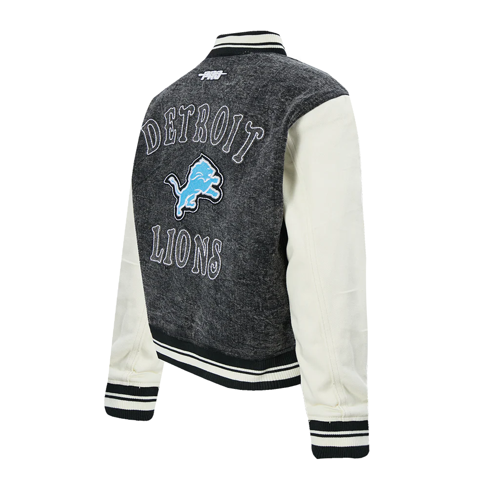 NFL DETROIT LIONS REBEL ATHLETICS WOMEN'S DENIM JACKET