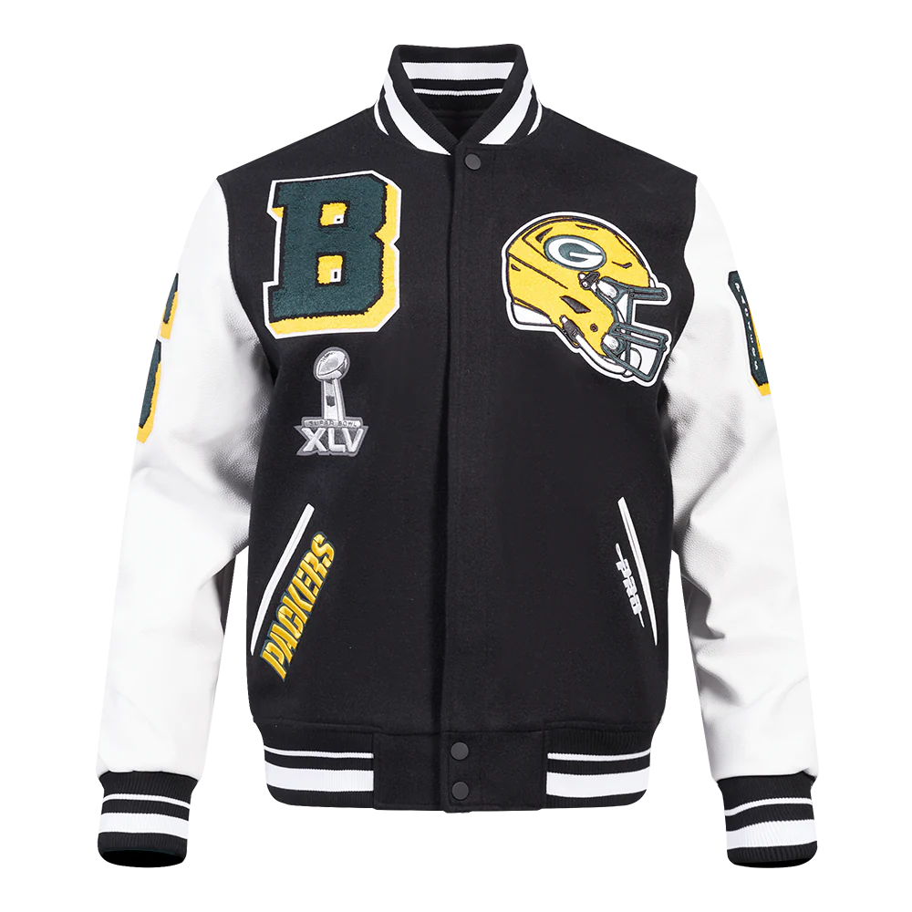 NFL GREEN BAY PACKERS MASHUP MEN'S RIB WOOL VARSITY JACKET