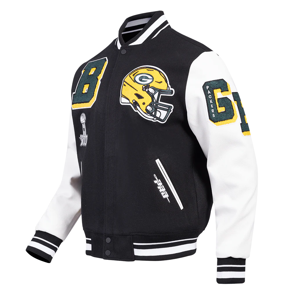 NFL GREEN BAY PACKERS MASHUP MEN'S RIB WOOL VARSITY JACKET