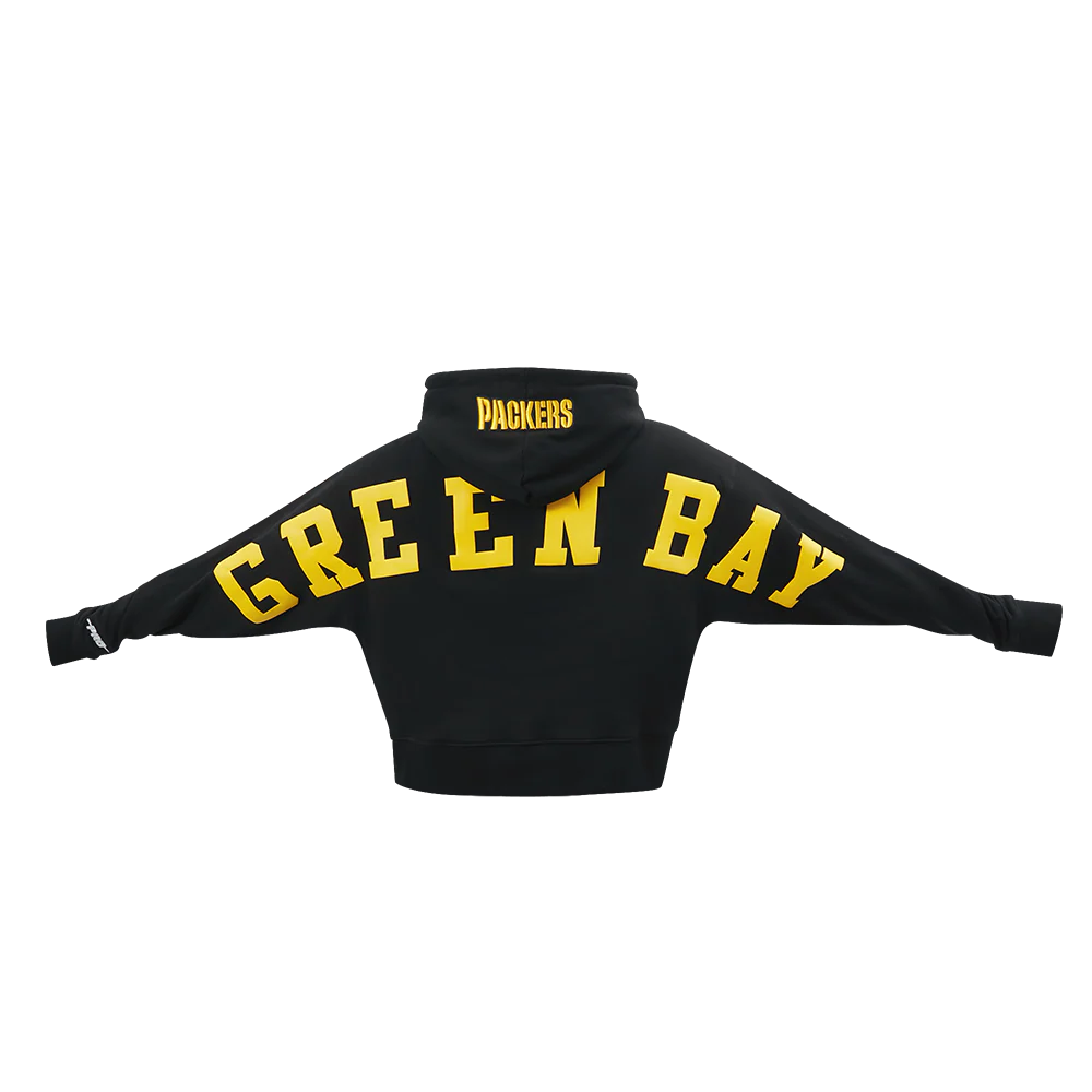 NFL GREEN BAY PACKERS WINGSPAN WOMEN'S FLC CROPPED PO HOODIE