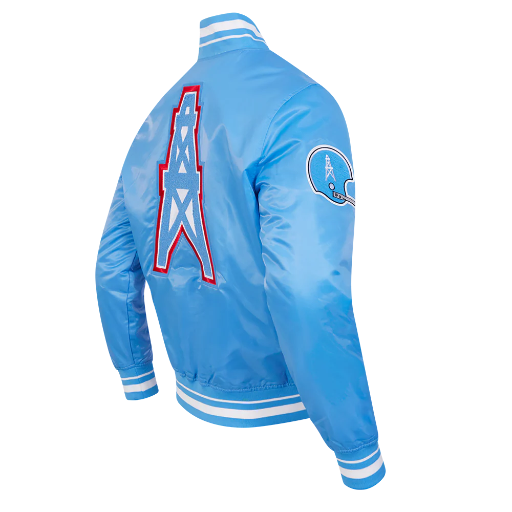 NFL HOUSTON OILERS RETRO CLASSIC MEN'S RIB SATIN JACKET