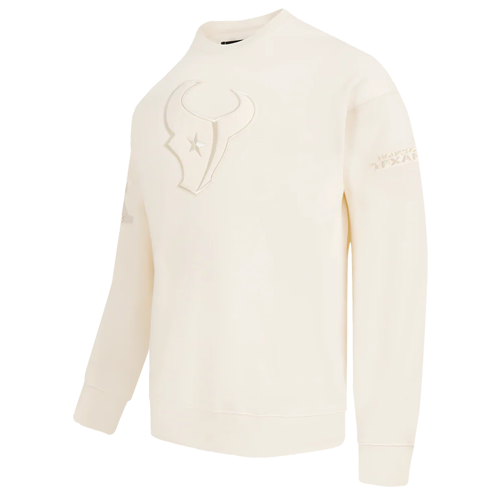 NFL HOUSTON TEXANS NEUTRAL MEN'S DROP SHOULDER FLEECE CREWNECK