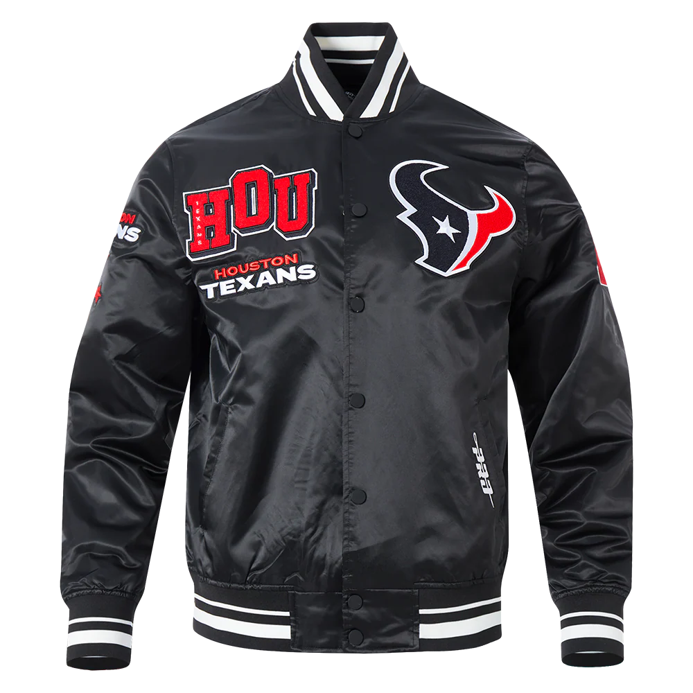 NFL HOUSTON TEXANS CLASSIC MASH UP MEN'S RIB SATIN JACKET