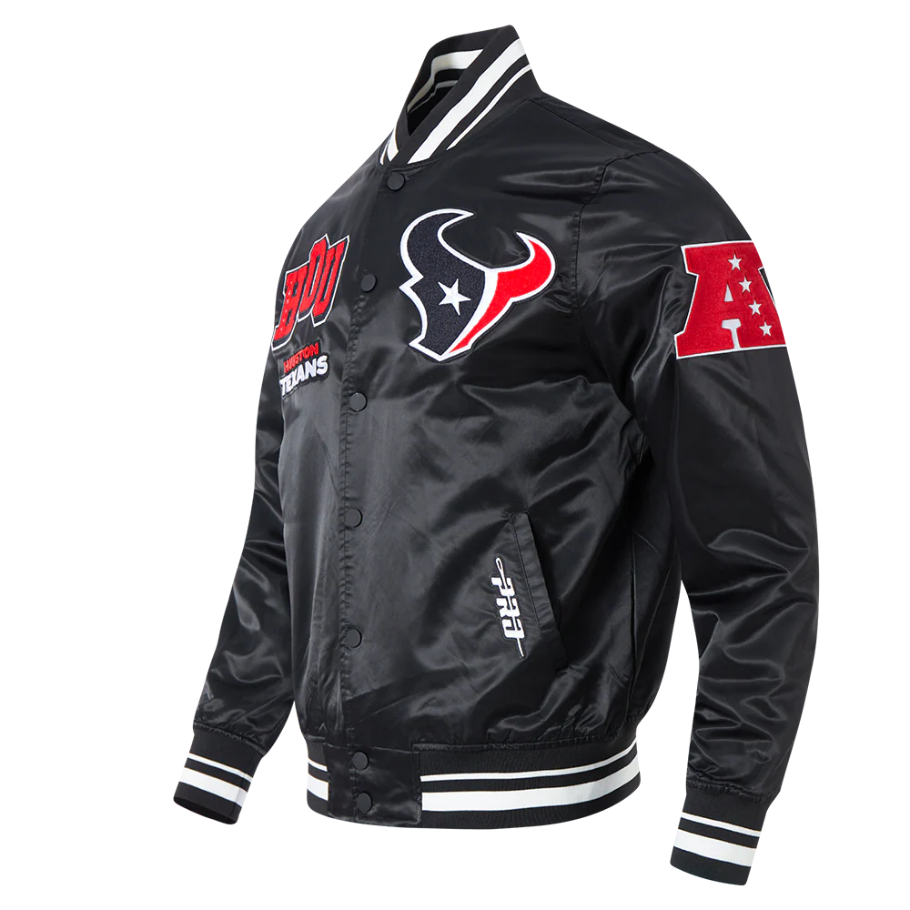 NFL HOUSTON TEXANS CLASSIC MASH UP MEN'S RIB SATIN JACKET