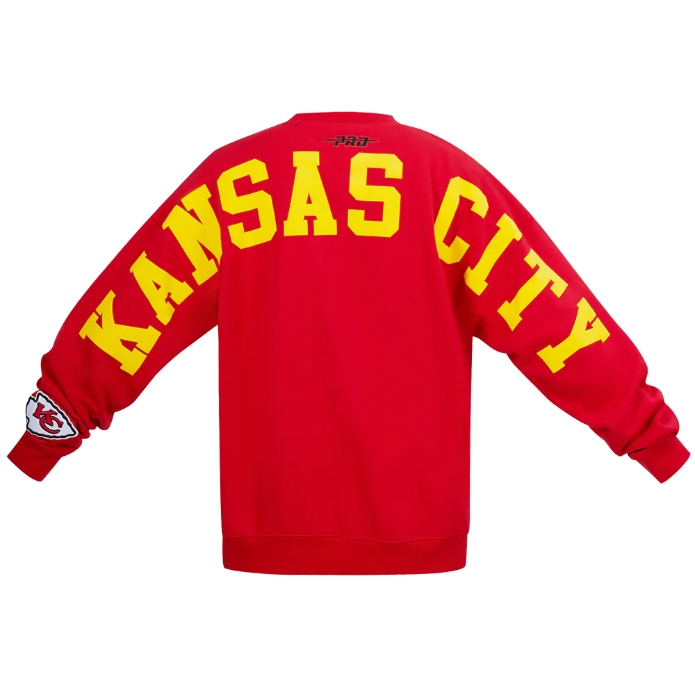 NFL KANSAS CITY CHIEFS WINGSPAN MEN'S DROP SHOULDER FLEECE CREWNECK
