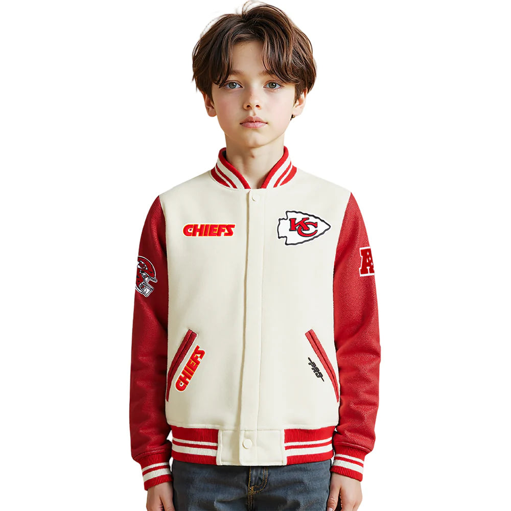 NFL KANSAS CITY CHIEFS RETRO CLASSIC LITTLE BOYS RIB WOOL VARSITY JACKET