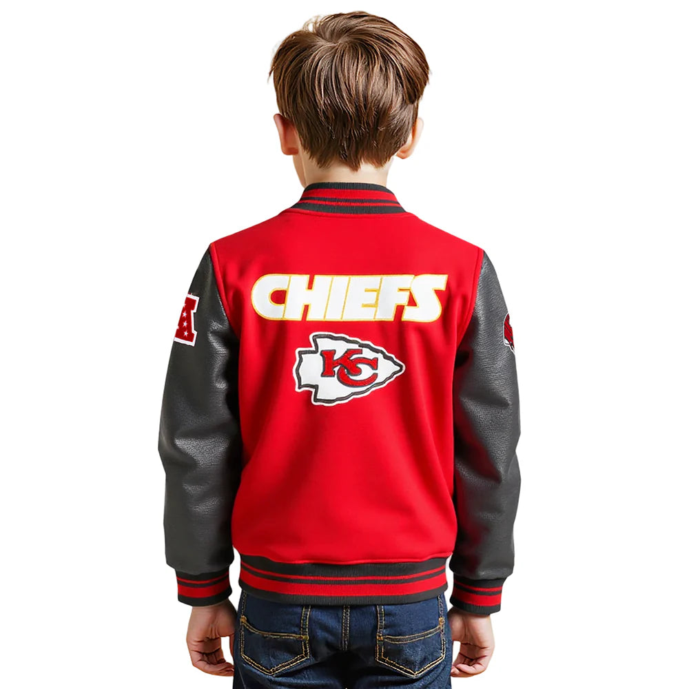 NFL KANSAS CITY CHIEFS RETRO CLASSIC LITTLE BOYS RIB WOOL VARSITY JACKET