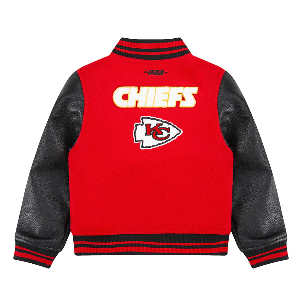 NFL KANSAS CITY CHIEFS RETRO CLASSIC TODDLER BOYS RIB WOOL VARSITY JACKET