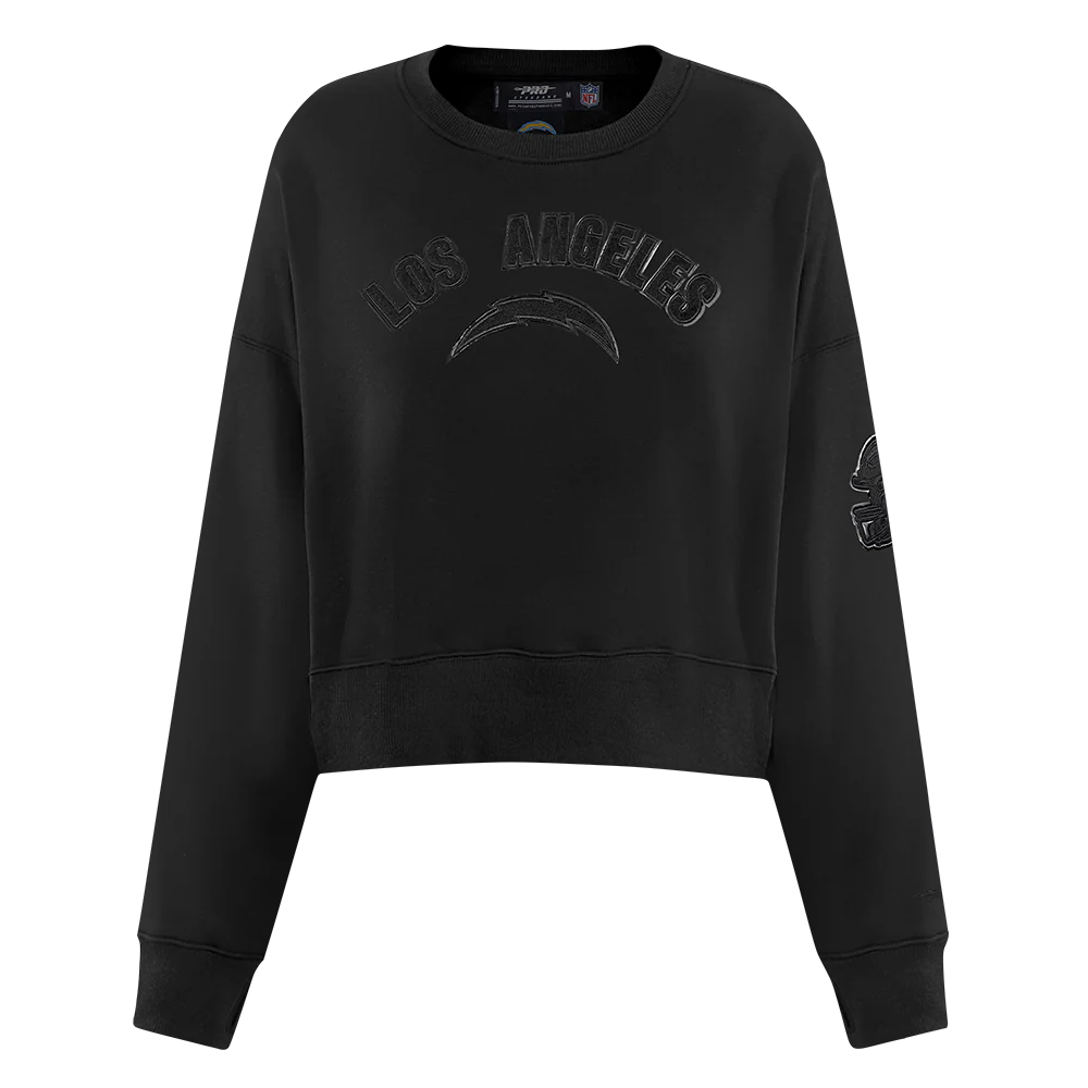 NFL LOS ANGELES CHARGERS TRIPLE BLACK WOMEN'S FLC CREWNECK