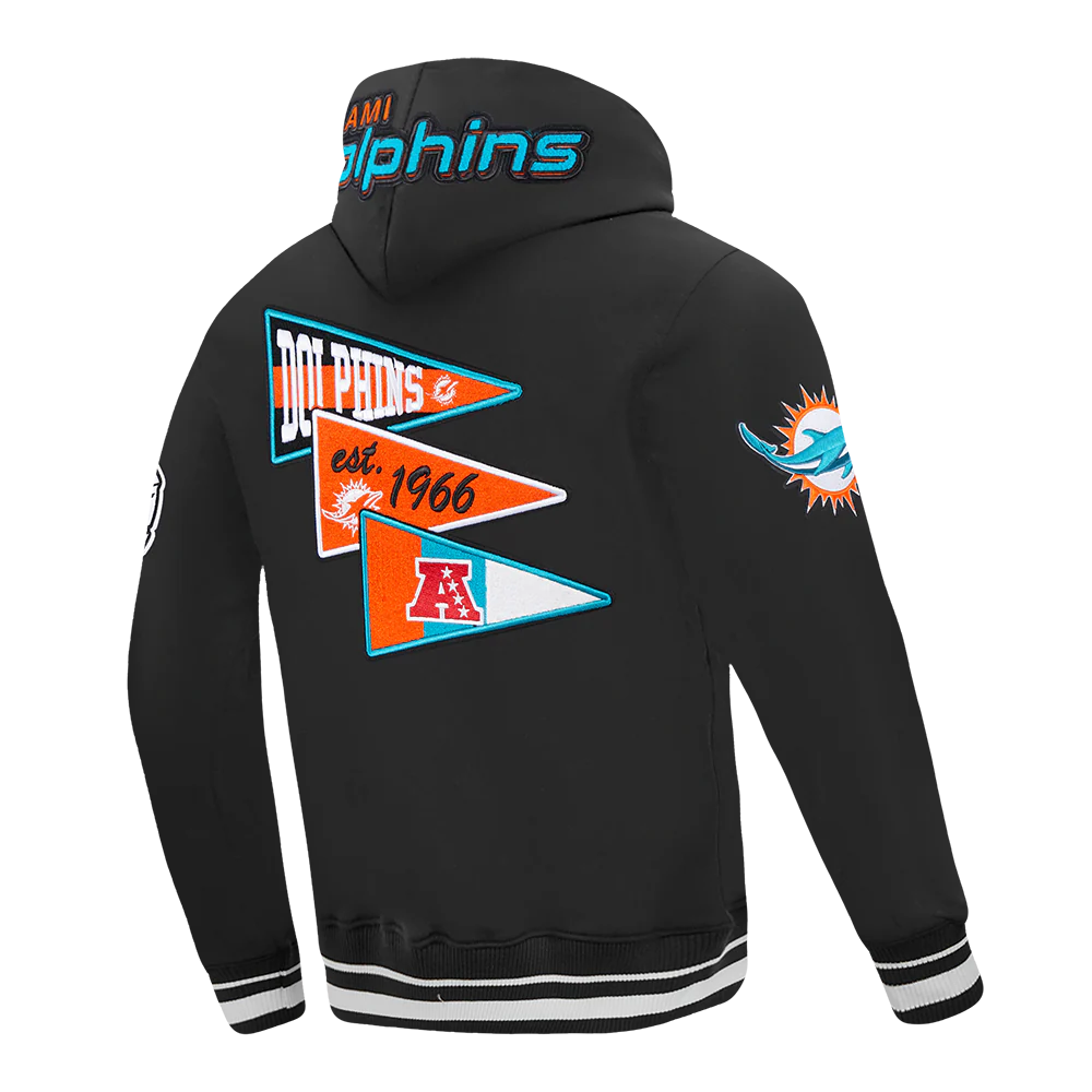 NFL MIAMI DOLPHINS TEAM PENNANTS MEN'S RIB FLEECE PULLOVER HOODIE