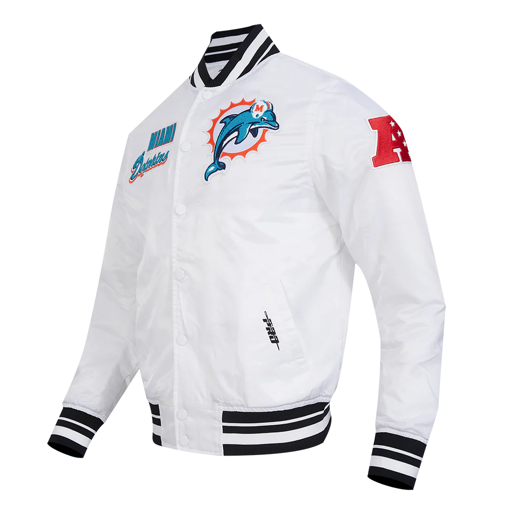 NFL MIAMI DOLPHINS RETRO CLASSIC MEN'S RIB SATIN JACKET