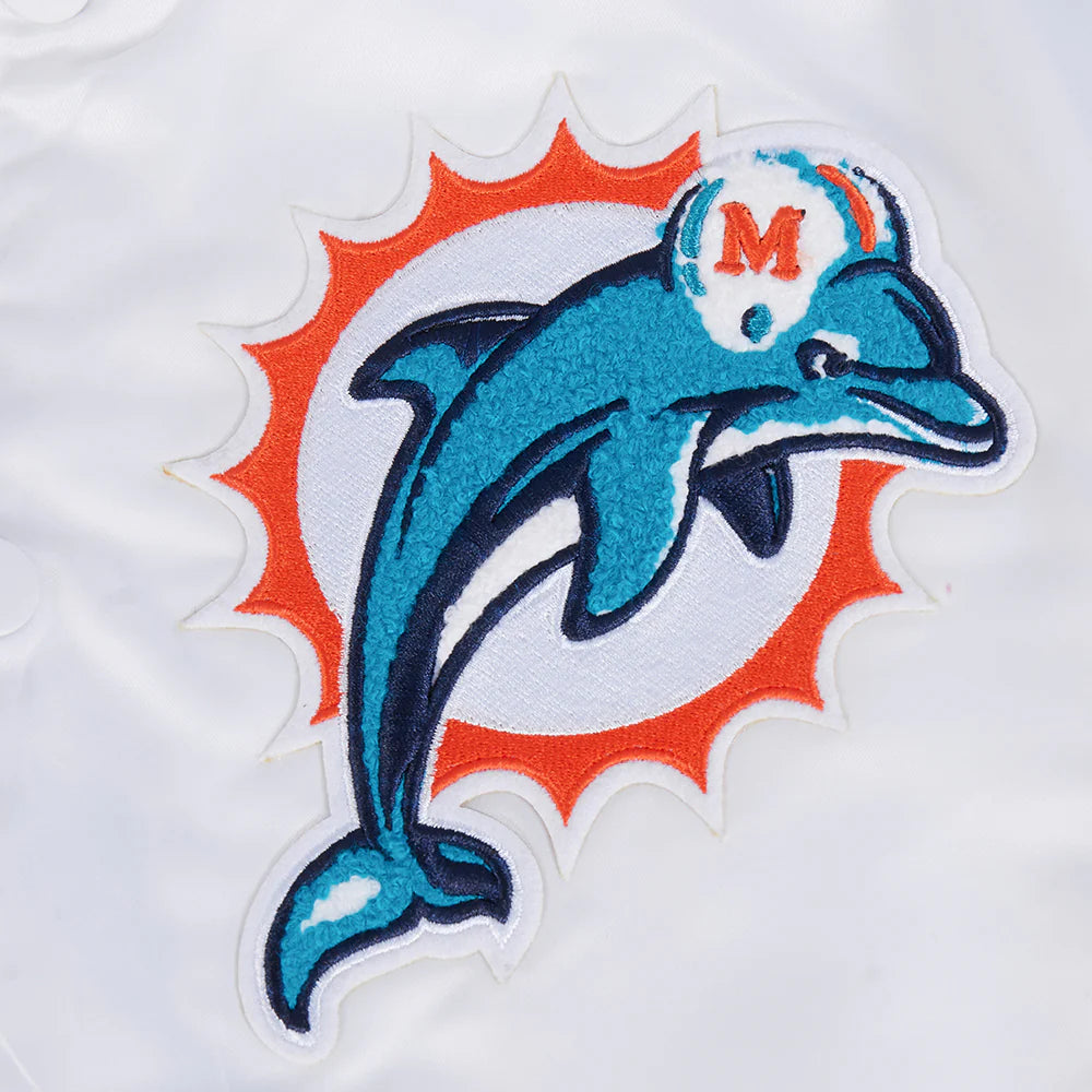 NFL MIAMI DOLPHINS RETRO CLASSIC MEN'S RIB SATIN JACKET