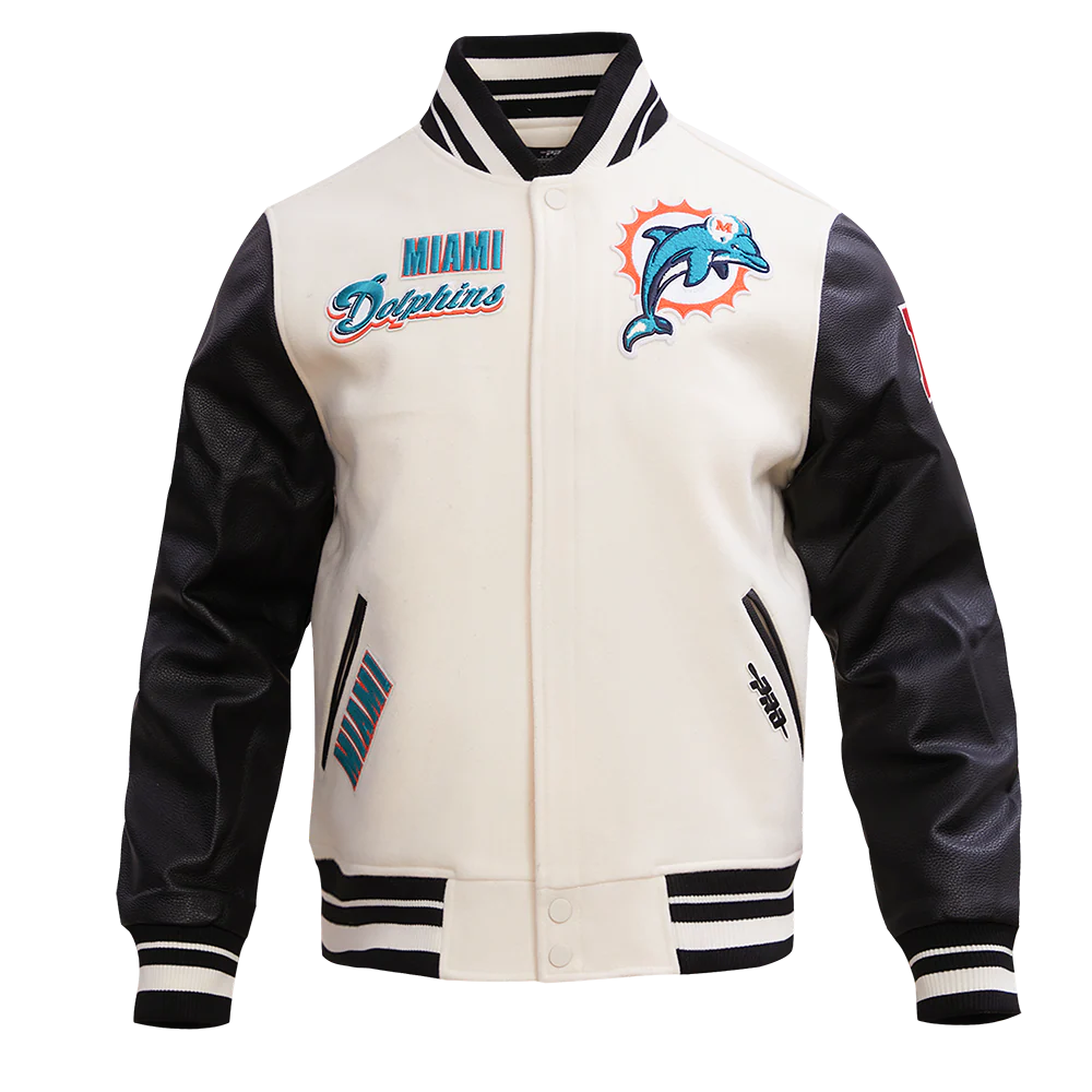 NFL MIAMI DOLPHINS RETRO CLASSIC MEN'S RIB WOOL VARSITY JACKET