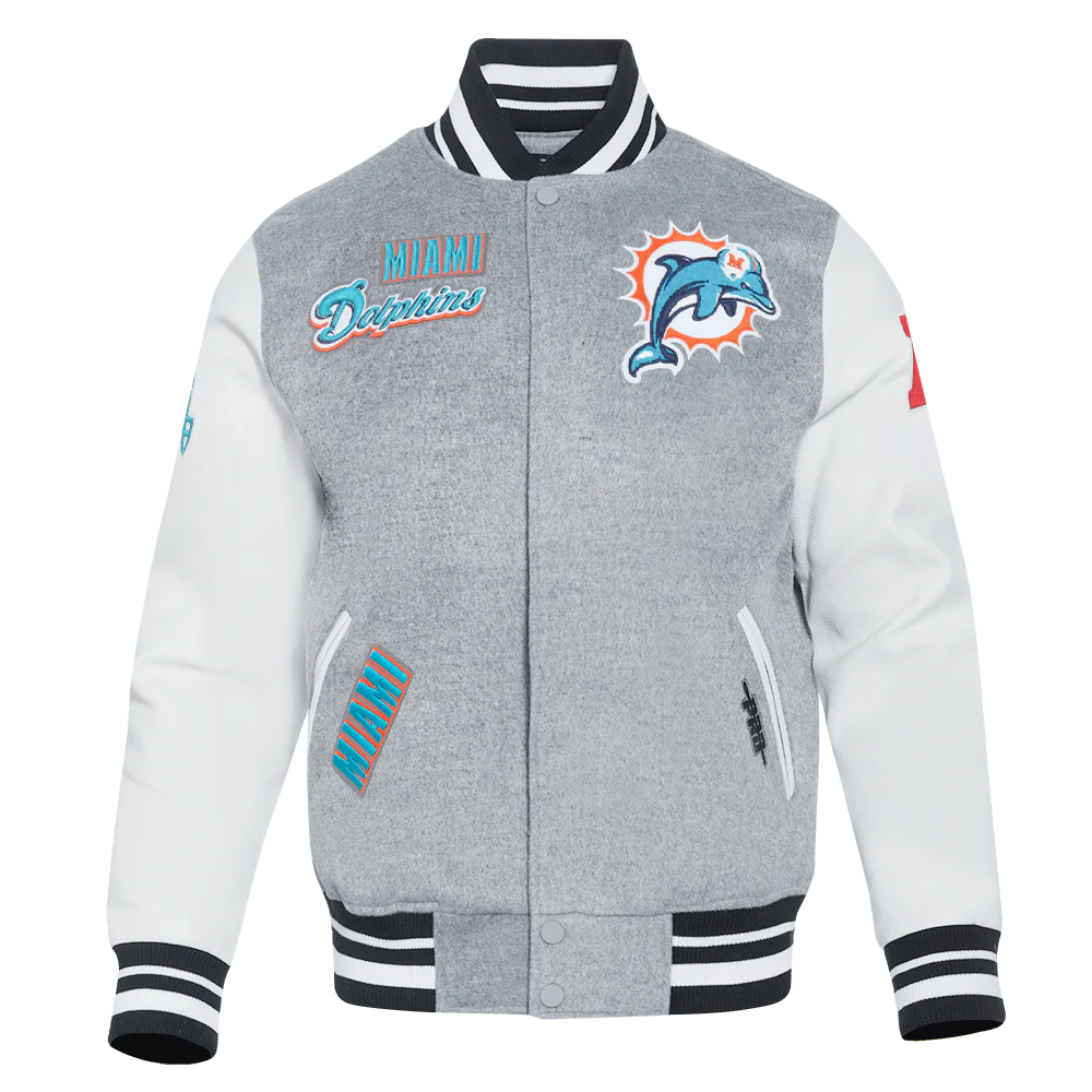 NFL MIAMI DOLPHINS RETRO CLASSIC MEN'S RIB WOOL VARSITY JACKET