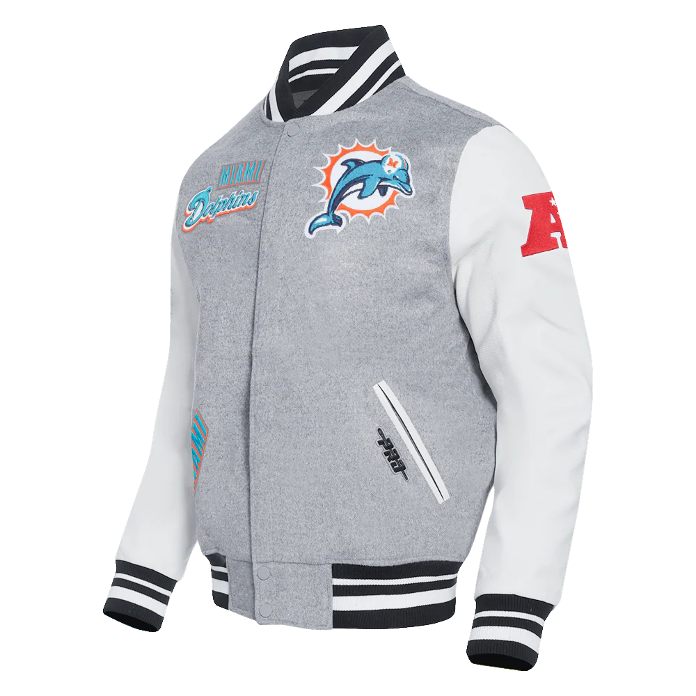 NFL MIAMI DOLPHINS RETRO CLASSIC MEN'S RIB WOOL VARSITY JACKET