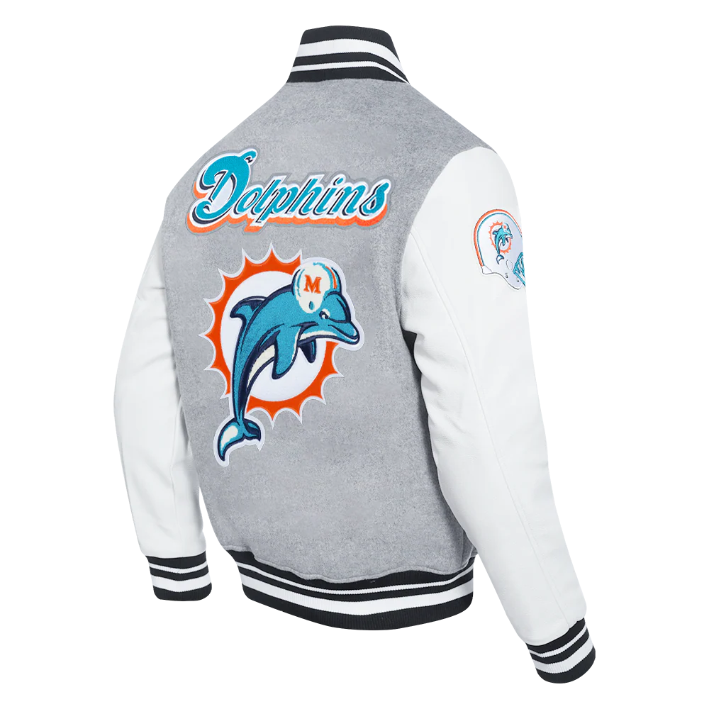 NFL MIAMI DOLPHINS RETRO CLASSIC MEN'S RIB WOOL VARSITY JACKET
