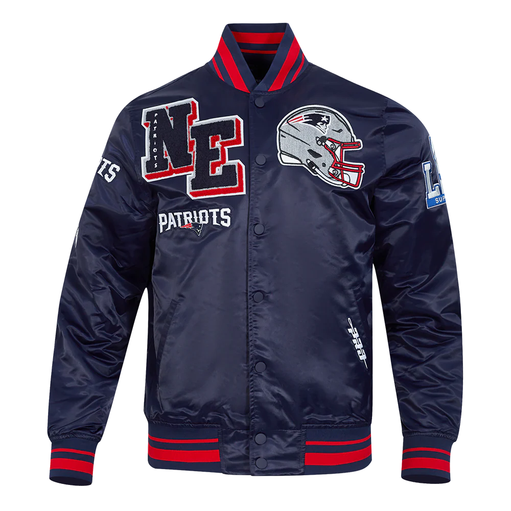 NFL NEW ENGLAND PATRIOTS MASHUP MEN'S RIB SATIN JACKET