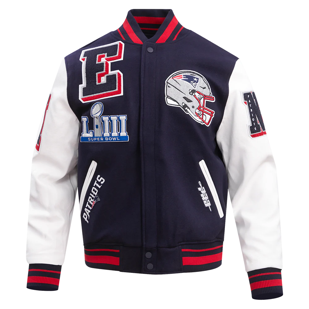 NFL NEW ENGLAND PATRIOTS MASHUP MEN'S RIB WOOL VARSITY JACKET
