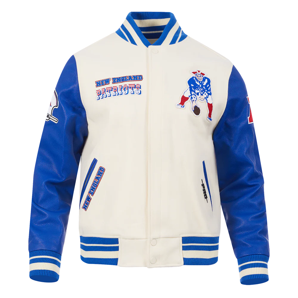 NFL NEW ENGLAND PATRIOTS RETRO CLASSIC MEN'S RIB WOOL VARSITY JACKET