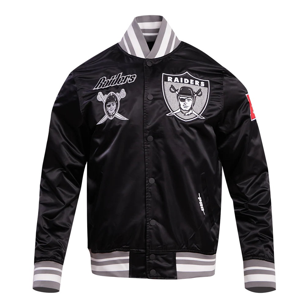 NFL OAKLAND RAIDERS RETRO CLASSIC MEN'S RIB SATIN JACKET