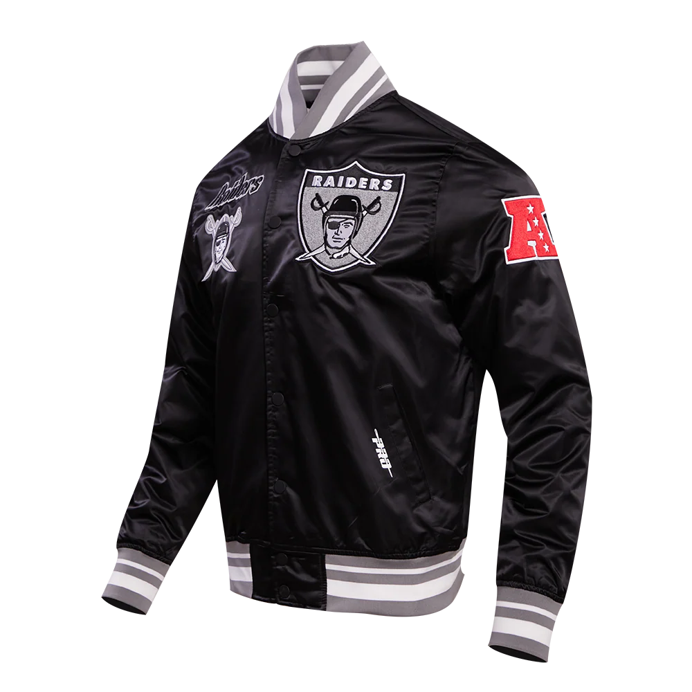 NFL OAKLAND RAIDERS RETRO CLASSIC MEN'S RIB SATIN JACKET