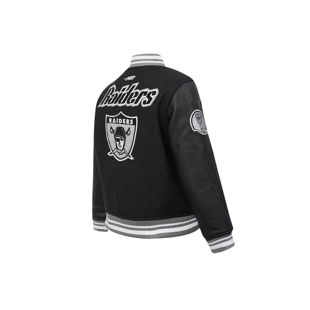 NFL LAS VEGAS RAIDERS RETRO CLASSIC LITTLE BOYS RIB WOOL VARSITY JACKET