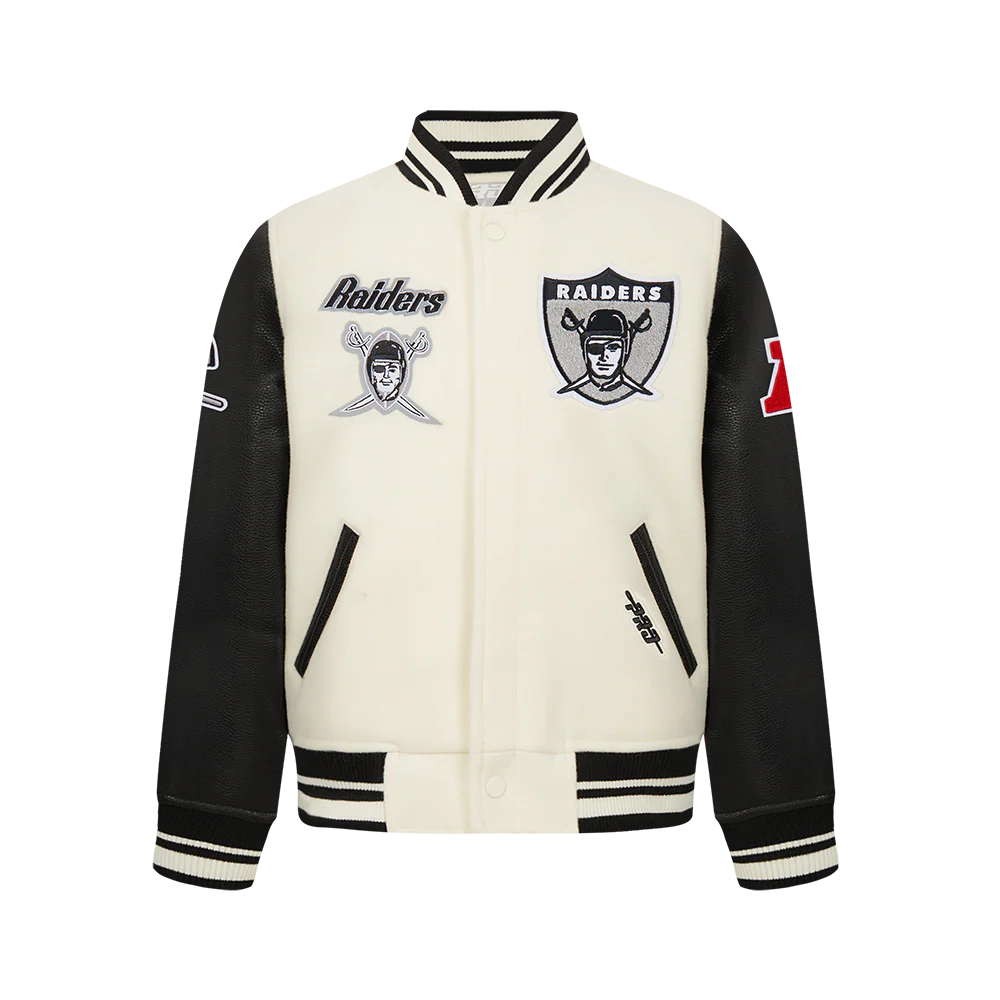 NFL LAS VEGAS RAIDERS RETRO CLASSIC LITTLE BOYS RIB WOOL VARSITY JACKET