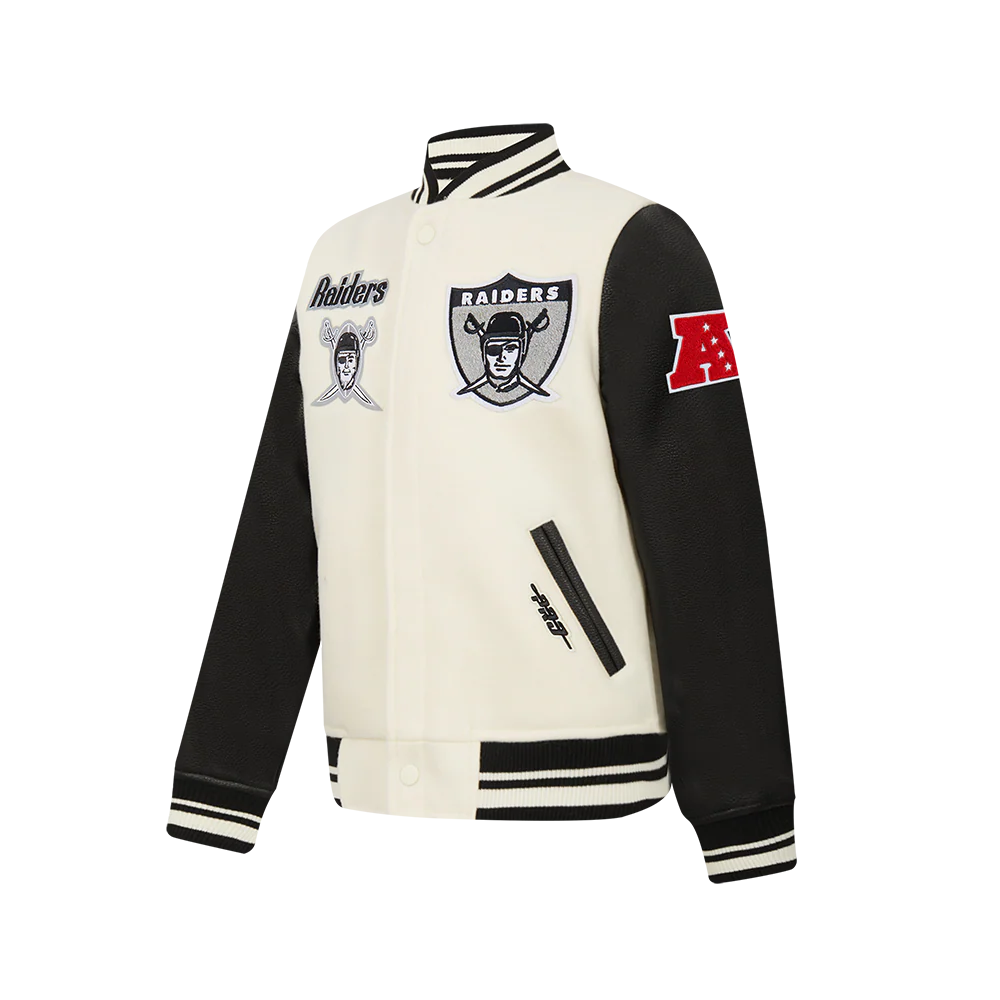 NFL LAS VEGAS RAIDERS RETRO CLASSIC LITTLE BOYS RIB WOOL VARSITY JACKET