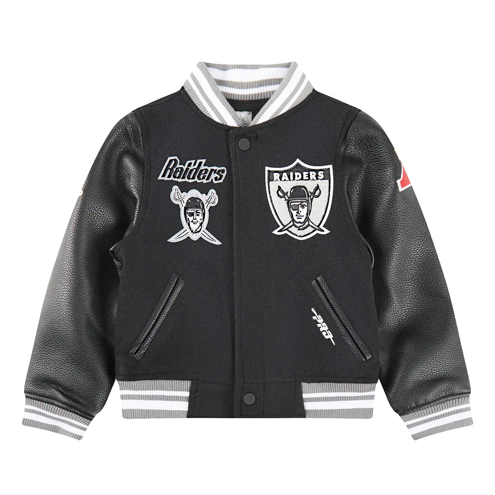 NFL LAS VEGAS RAIDERS RETRO CLASSIC TODDLER BOYS RIB WOOL VARSITY JACKET