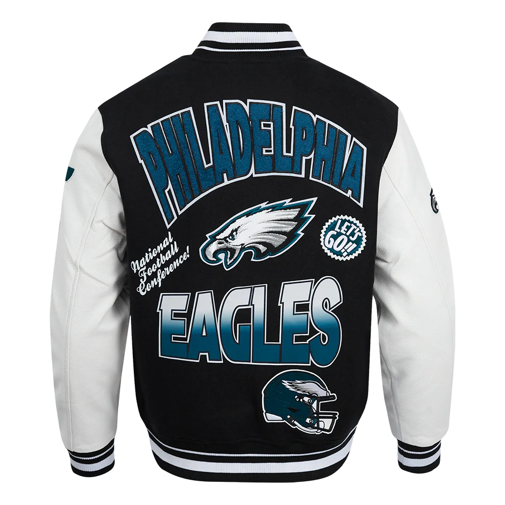 NFL PHILADELPHIA EAGLES TURN IT UP MEN'S RIB WOOL VARSITY JACKET