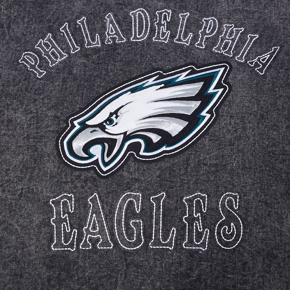 NFL PHILADELPHIA EAGLES REBEL ATHLETICS MEN'S DENIM VARSITY JACKET