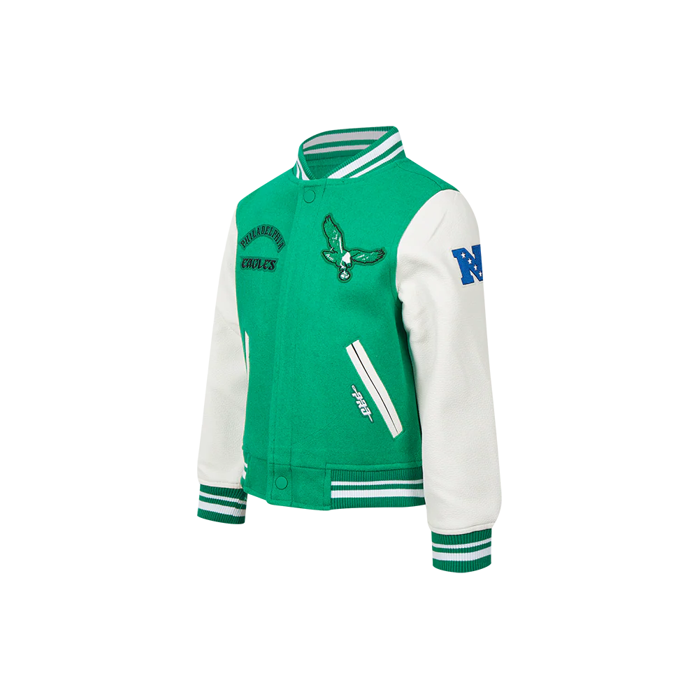 NFL PHILADELPHIA EAGLES RETRO CLASSIC LITTLE BOYS RIB WOOL VARSITY JACKET