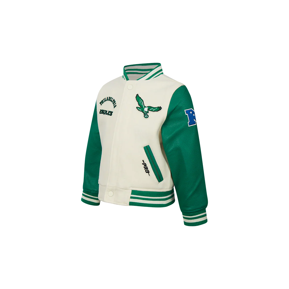 NFL PHILADELPHIA EAGLES RETRO CLASSIC TODDLER BOYS RIB WOOL VARSITY JACKET