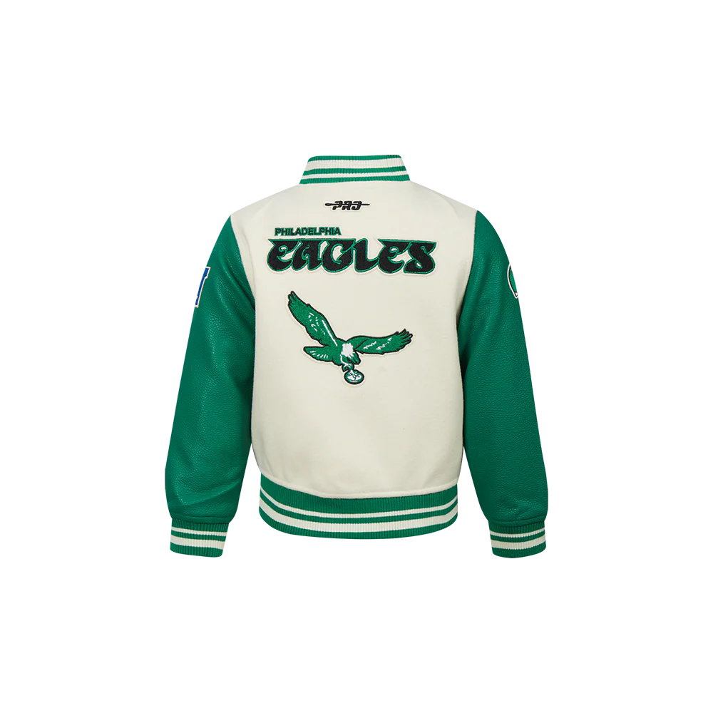 NFL PHILADELPHIA EAGLES RETRO CLASSIC TODDLER BOYS RIB WOOL VARSITY JACKET
