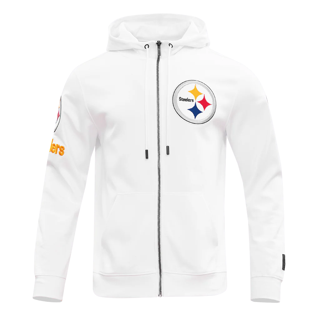 NFL PITTSBURGH STEELERS CLASSIC CHENILLE MEN'S DOUBLE KNIT FULL ZIP HOODIE