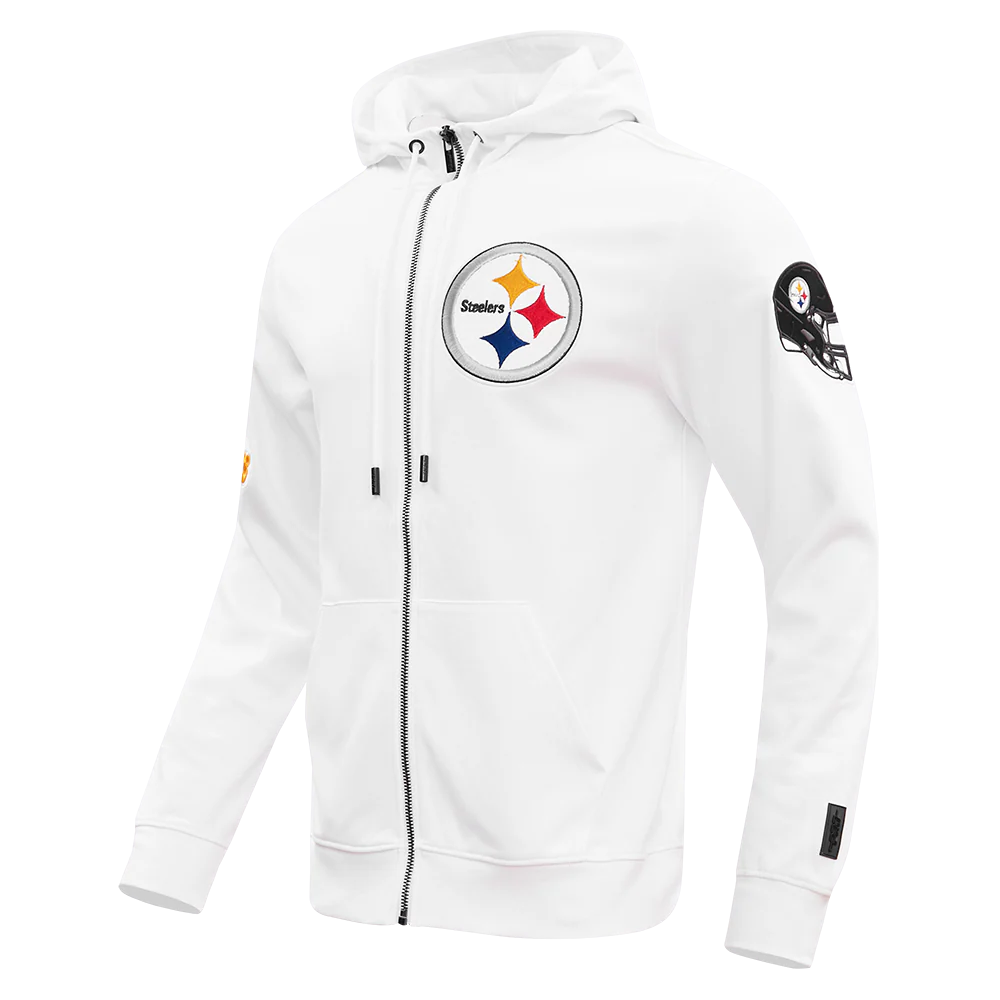NFL PITTSBURGH STEELERS CLASSIC CHENILLE MEN'S DOUBLE KNIT FULL ZIP HOODIE