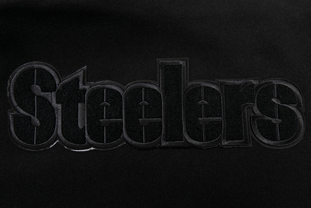 NFL PITTSBURGH STEELERS TRIPLE BLACK MEN'S MEN'S WOOL VARSITY JACKET