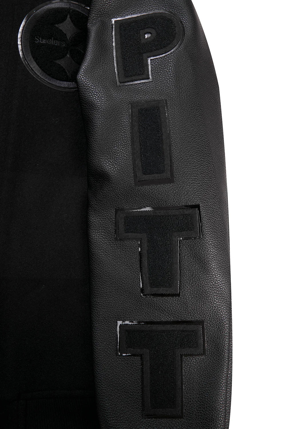 NFL PITTSBURGH STEELERS TRIPLE BLACK MEN'S MEN'S WOOL VARSITY JACKET