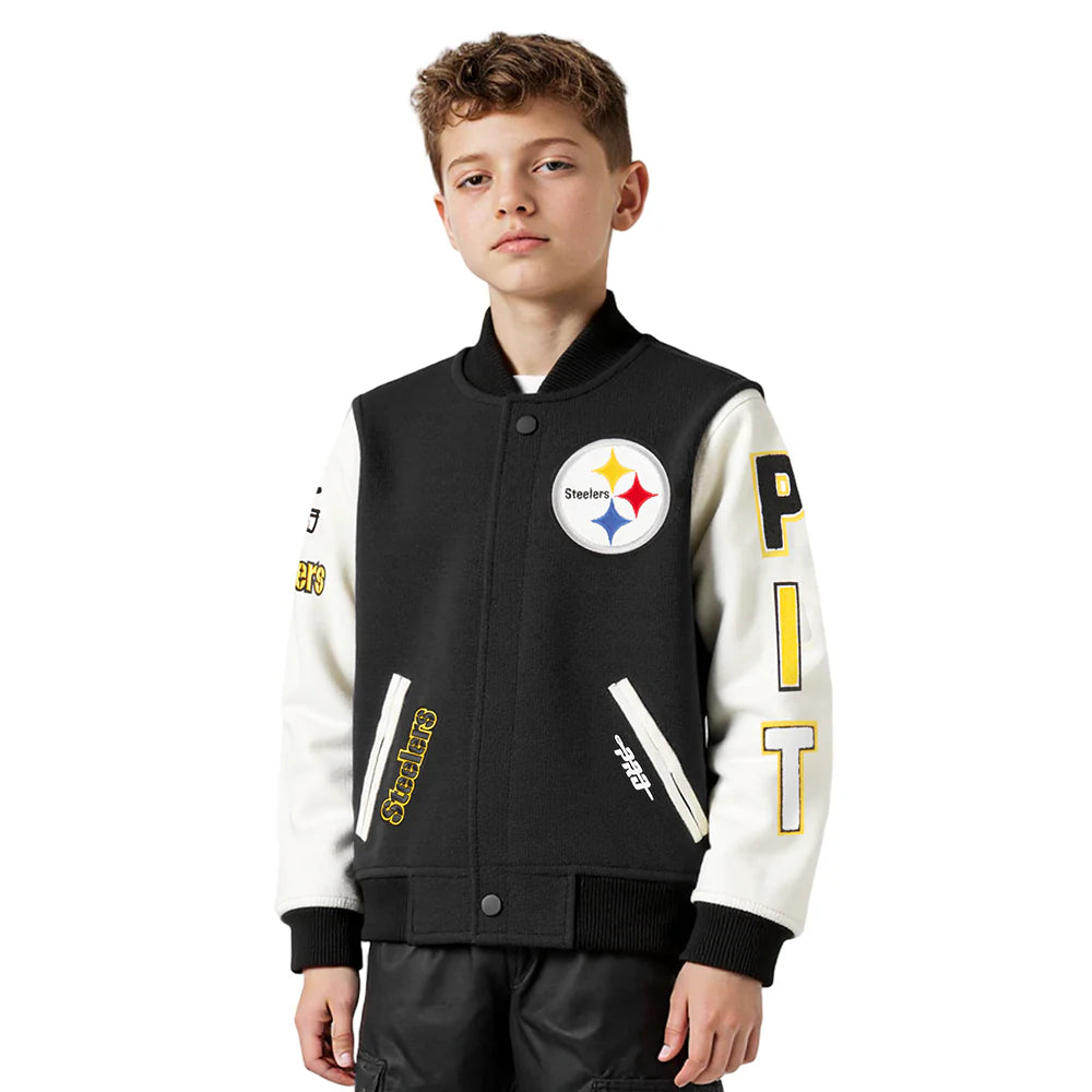 NFL PITTSBURGH STEELERS CLASSIC BIG BOYS WOOL VARSITY JACKET