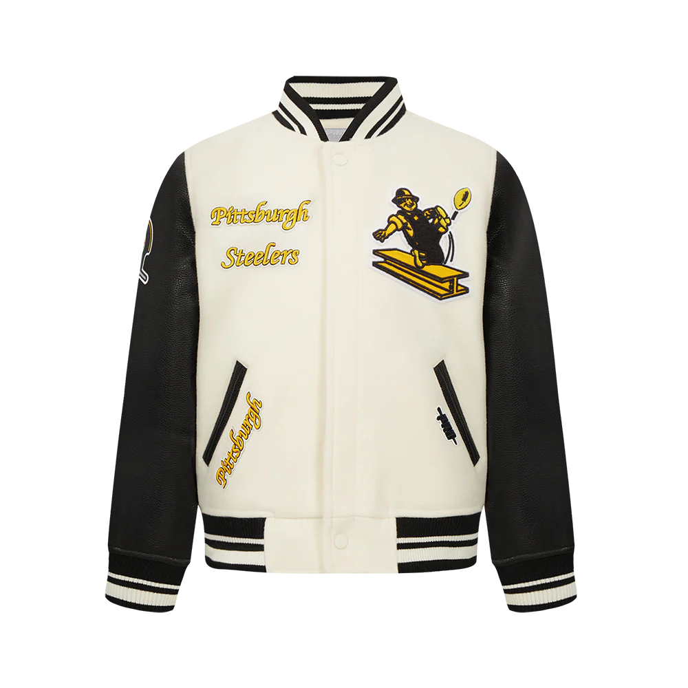 NFL PITTSBURGH STEELERS RETRO CLASSIC BIG BOYS RIB WOOL VARSITY JACKET