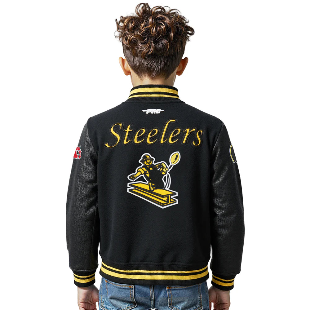 NFL PITTSBURGH STEELERS RETRO CLASSIC LITTLE BOYS RIB WOOL VARSITY JACKET
